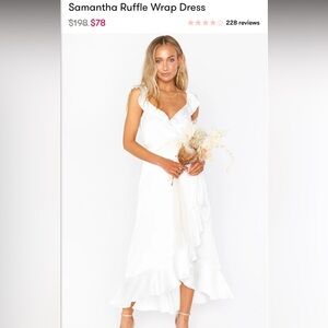Show Me Your Mumu White Satin Samantha Ruffle Wrap Dress